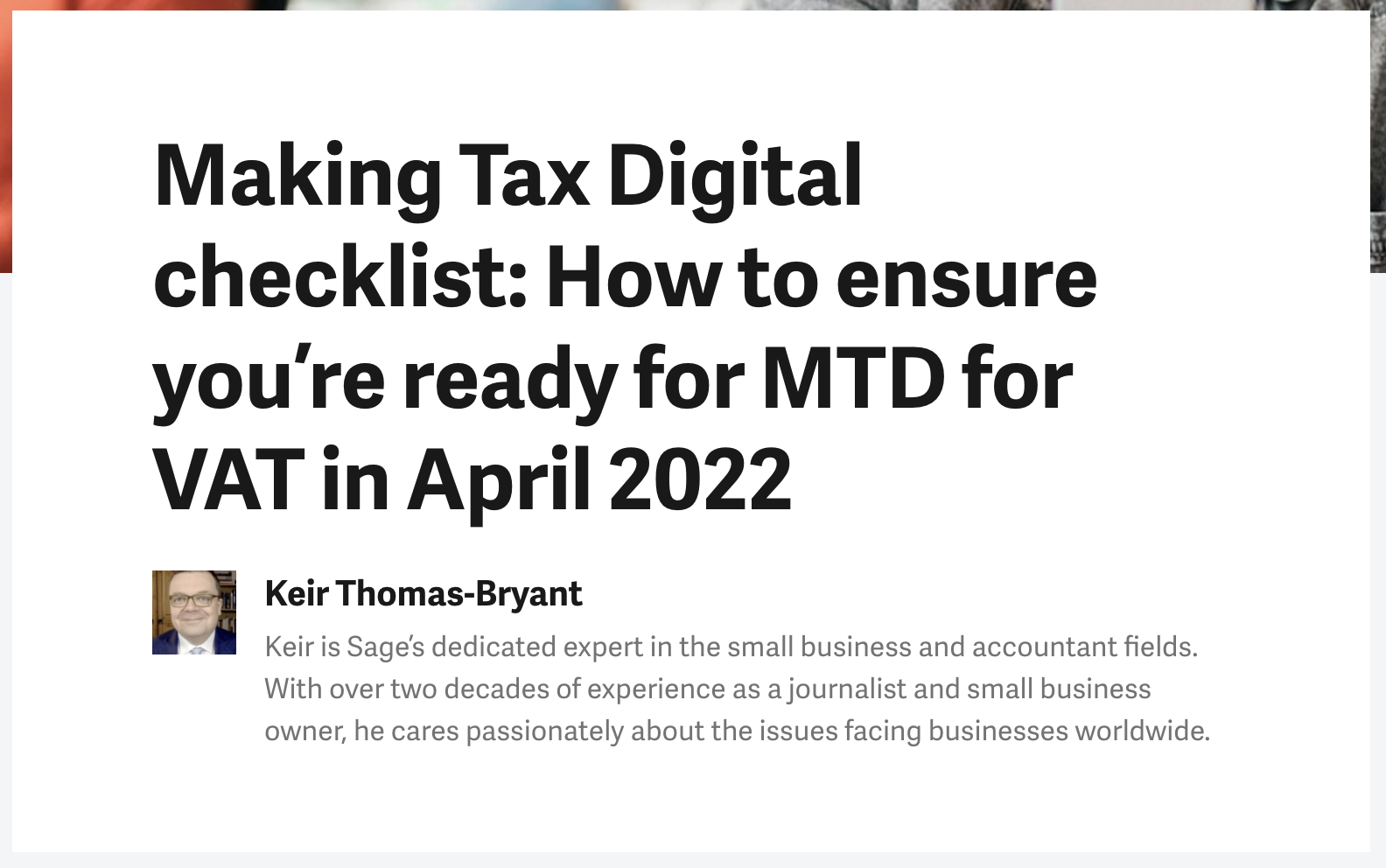 Author biography example from Sage website